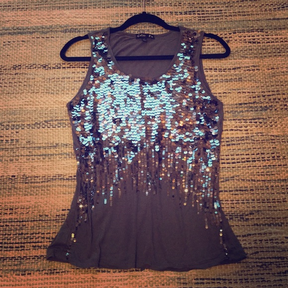 Charcoal Grey Sequence Tank - Picture 1 of 2
